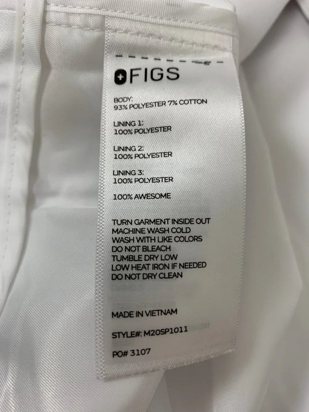 Figs Men's Harlem Long Lab Coat White XL NWT